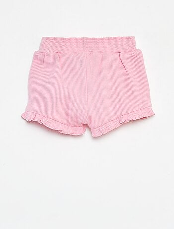 Short van tricot met wafeltextuur en golvend boordje