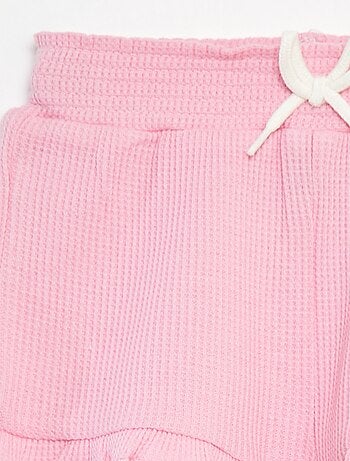 Short van tricot met wafeltextuur en golvend boordje