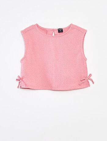 Singlet van tricot met wafeltextuur en motiefje