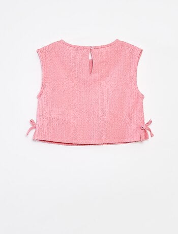 Singlet van tricot met wafeltextuur en motiefje