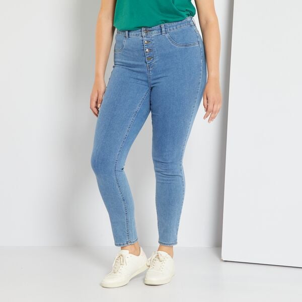 Skinny jeans met hoge taille 'Ecodesign' Dames Size+ - BLAUW - Kiabi -  20,00€