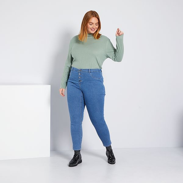 Skinny jeans met hoge taille 'Ecodesign' Dames Size+ - BLAUW - Kiabi -  20,00€