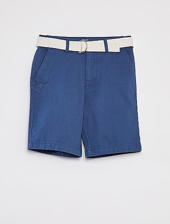 Slim-fit chinobermuda van piquéstof + riem