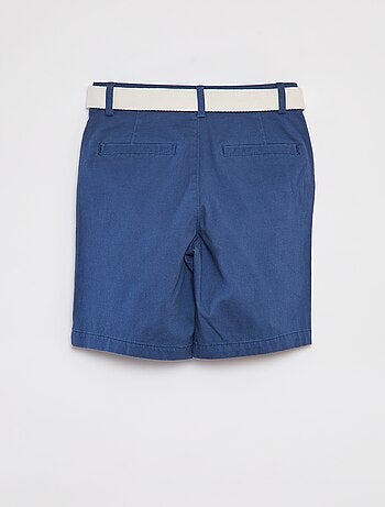 Slim-fit chinobermuda van piquéstof + riem