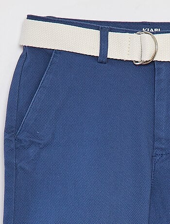 Slim-fit chinobermuda van piquéstof + riem