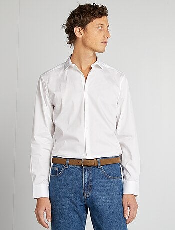 Slim-fit hemd met Italiaanse kraag