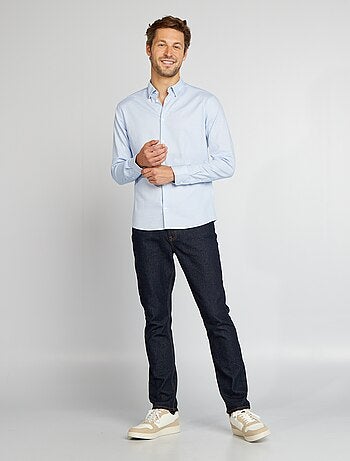 Slim-fit hemd van dobbykatoen