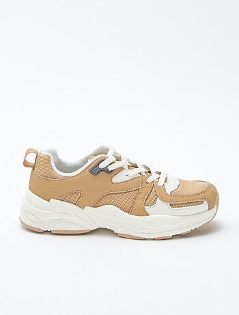 Sneakers van imitatieleer en mesh
