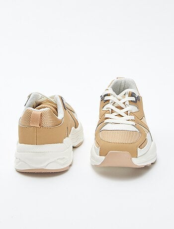 Sneakers van imitatieleer en mesh