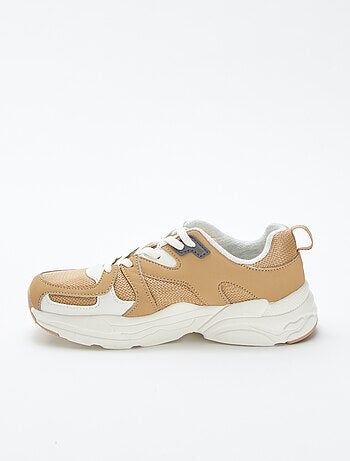 Sneakers van imitatieleer en mesh