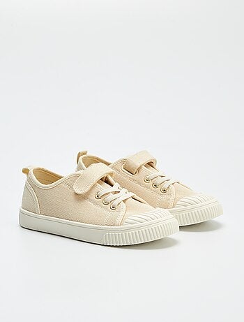 Sneakers van ribstof met klittenband