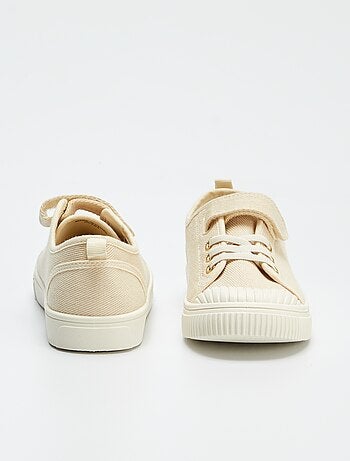 Sneakers van ribstof met klittenband