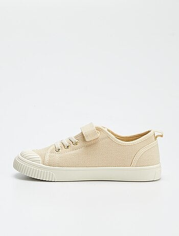 Sneakers van ribstof met klittenband