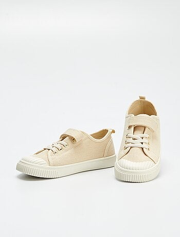 Sneakers van ribstof met klittenband