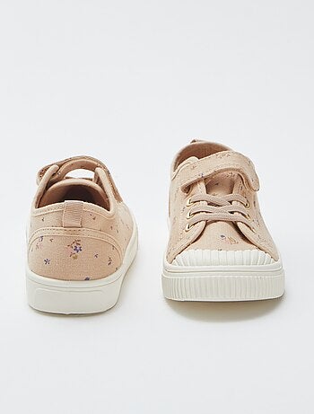 Sneakers van ribstof met klittenband