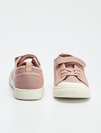 Sneakers van ribstof met klittenband