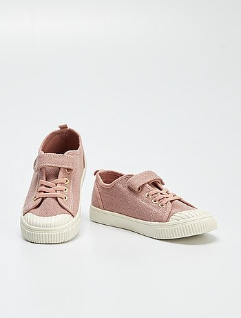 Sneakers van ribstof met klittenband