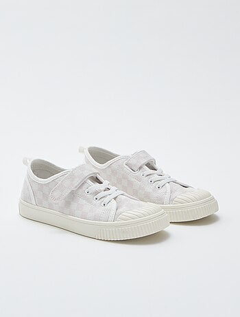 Sneakers van ribstof met klittenband