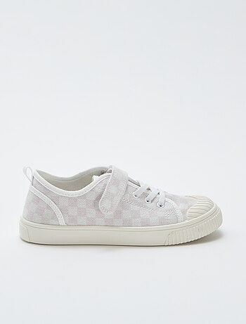 Sneakers van ribstof met klittenband