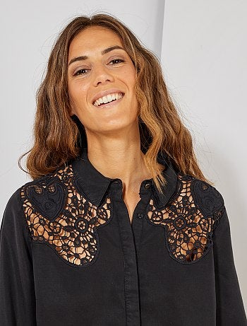 Soepele blouse met macramé - Kiabi
