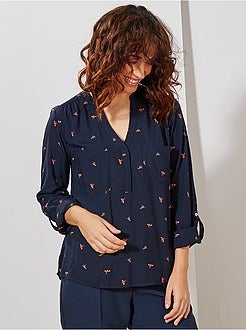 Soepele blouse met Tunesische hals - Kiabi