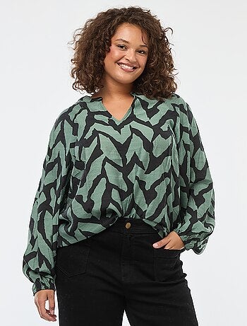 Soepelvallende blouse met maokraag 'Only Carmakoma'