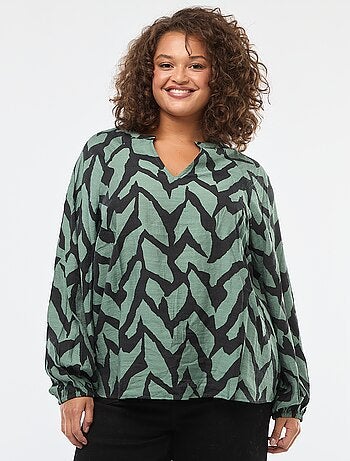 Soepelvallende blouse met maokraag 'Only Carmakoma'