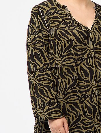 Soepelvallende blouse van kreukeltricot met print