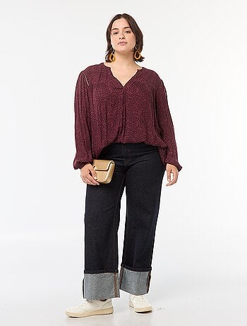 Soepelvallende blouse van kreukeltricot met print