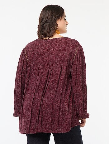 Soepelvallende blouse van kreukeltricot met print