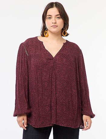 Soepelvallende blouse van kreukeltricot met print