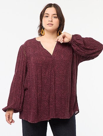Soepelvallende blouse van kreukeltricot met print