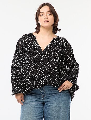 Soepelvallende blouse van kreukeltricot met print
