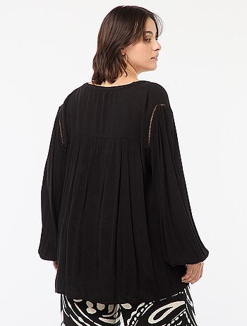Soepelvallende blouse van kreukeltricot met print