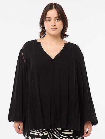 Soepelvallende blouse van kreukeltricot met print
