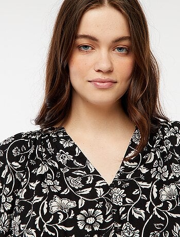 Soepelvallende blouse van kreukeltricot met print