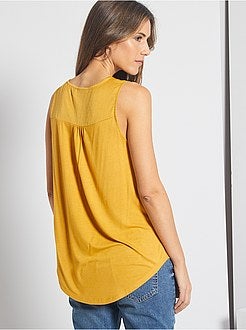 Soepelvallende blouse van twee stoffen - Kiabi