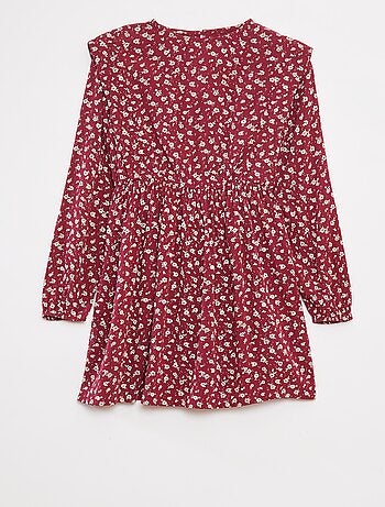 Soepelvallende jurk van kreukeltricot met bloemmotief