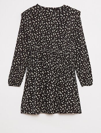 Soepelvallende jurk van kreukeltricot met bloemmotief