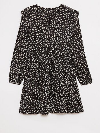 Soepelvallende jurk van kreukeltricot met bloemmotief