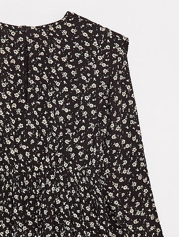 Soepelvallende jurk van kreukeltricot met bloemmotief