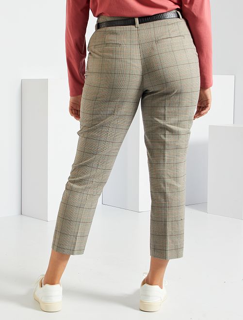Strakke broek met ceintuur Grande taille femme - BRUIN - Kiabi - 22,00€