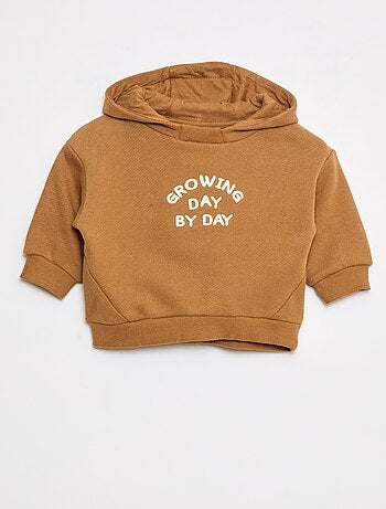 Sweater met capuchon van lichte joggingstof met origineel detail op het voorpand