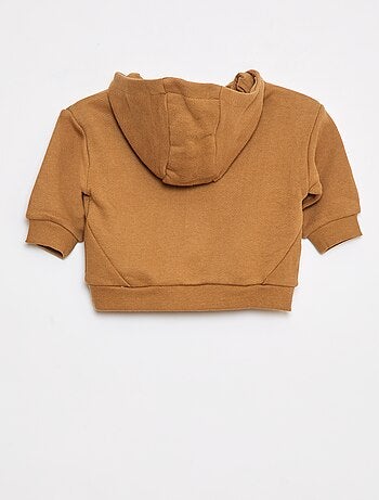 Sweater met capuchon van lichte joggingstof met origineel detail op het voorpand