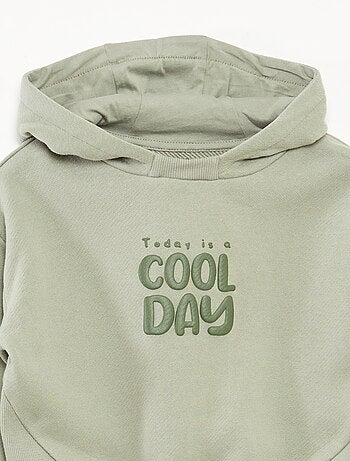 Sweater met capuchon van lichte joggingstof met origineel detail op het voorpand