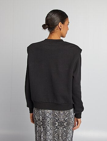 Sweater van effen joggingstof met schoudervullingen