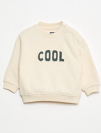 Sweater van geruwde joggingstof met borduursel 'cool'