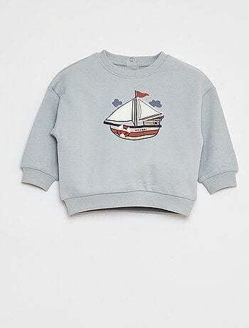 Sweater van joggingstof met applicatie in reliëf
