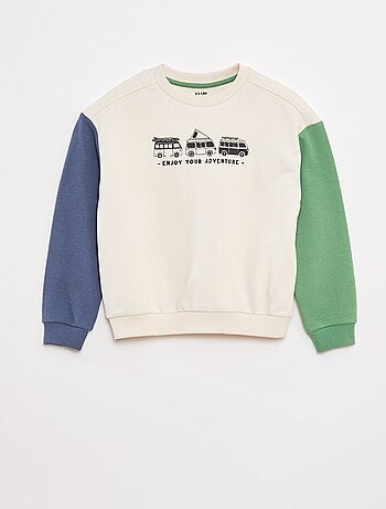 Sweater van joggingstof met contrastmouwen