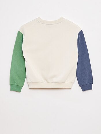Sweater van joggingstof met contrastmouwen